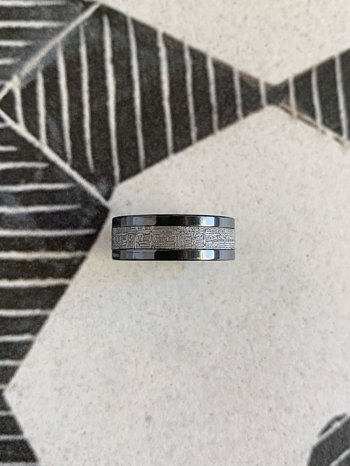 8mm Zirconium High Polish Gibeon Meteorite Wedding Band