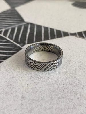 6mm Twisted Damascus Flat High Polish Finish Wedding Band