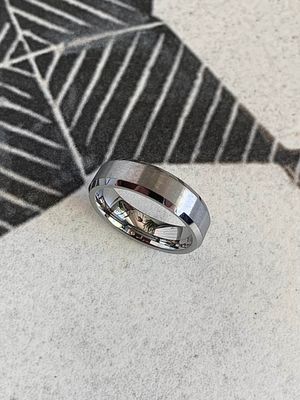 6mm Beveled Edge Satin Finish High Polish Edge Tungsten Wedding Band