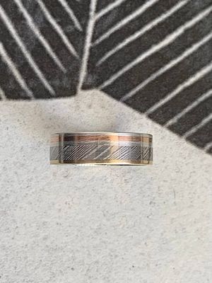 7mm Damascus Flat Satin Finish Yellow & Rose Gold Wedding Band