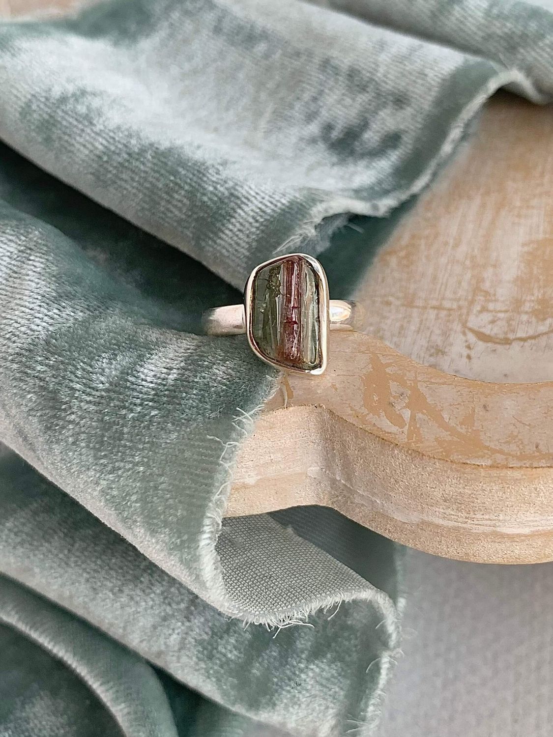 Heart Chakra Watermelon Tourmaline Silver Ring