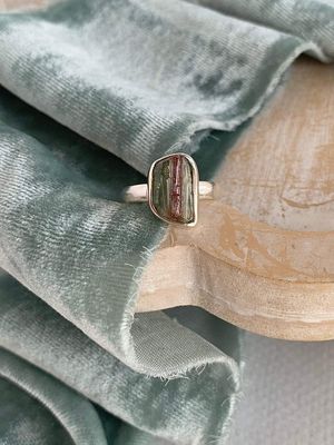 Heart Chakra Watermelon Tourmaline Silver Ring