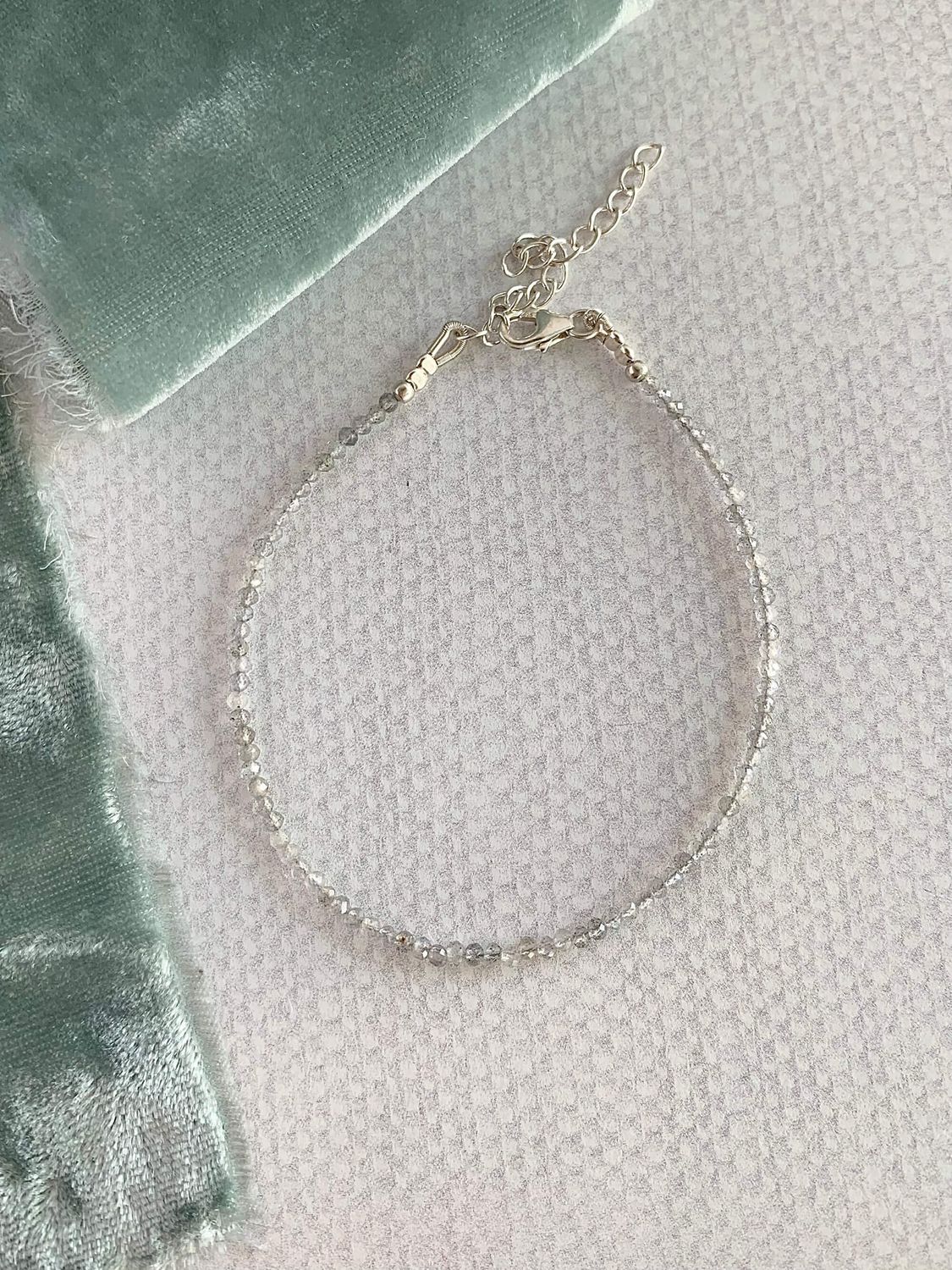 Light Grey Labradorite Silver Bracelet