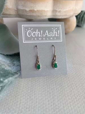 Dainty Emerald Silver Earrings