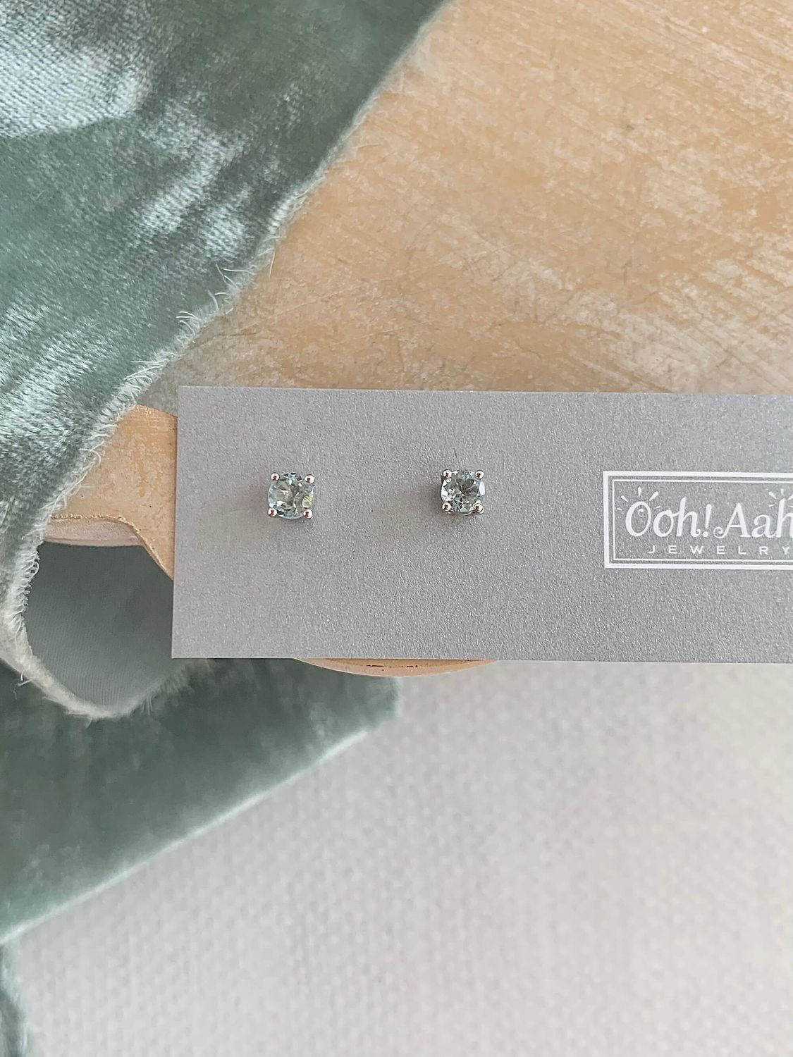 Dainty Blue Topaz Silver Stud Earrings