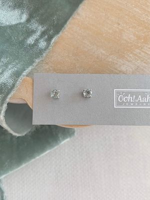 Dainty Blue Topaz Silver Stud Earrings