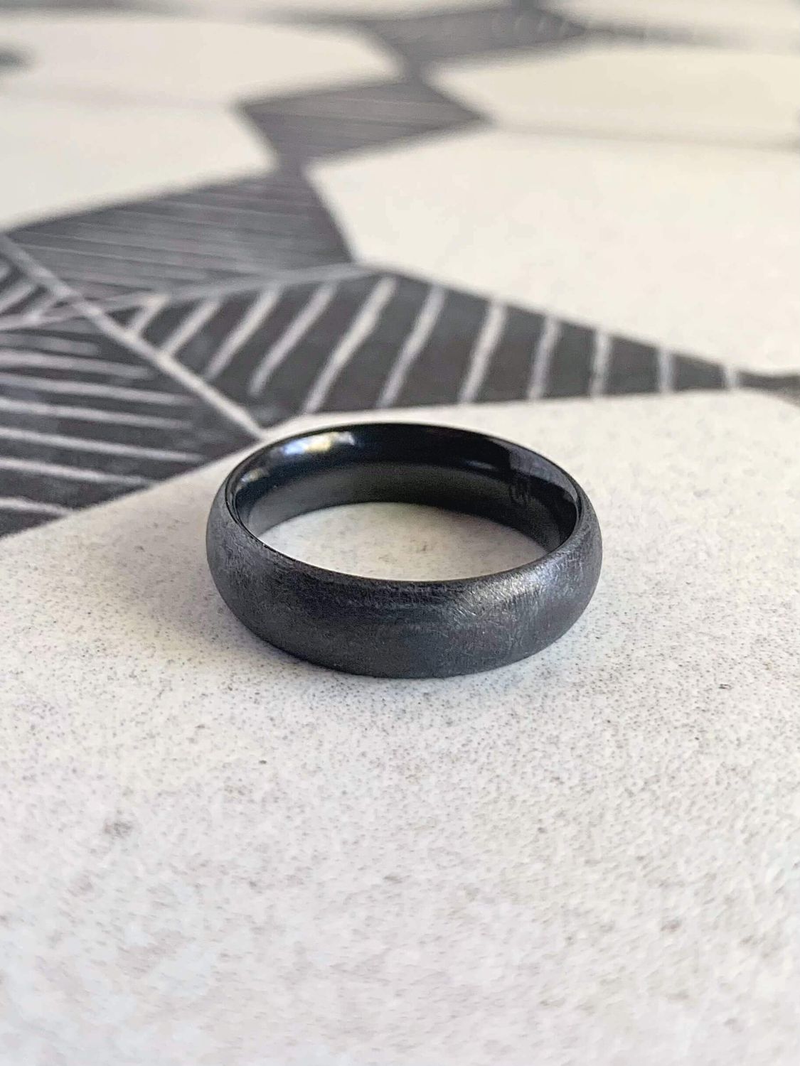 6mm Zirconium Distressed Finish Domed Wedding Band
