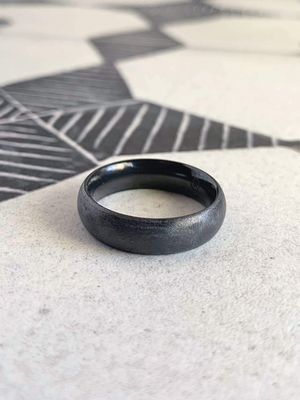 6mm Zirconium Distressed Finish Domed Wedding Band