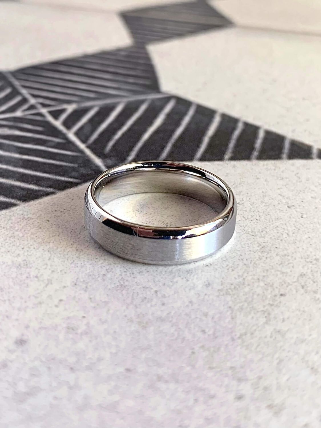 6mm Cobalt Beveled Edge Satin Finish High Polish Edge Wedding Band