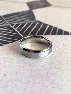 6mm Cobalt Beveled Edge Satin Finish High Polish Edge Wedding Band