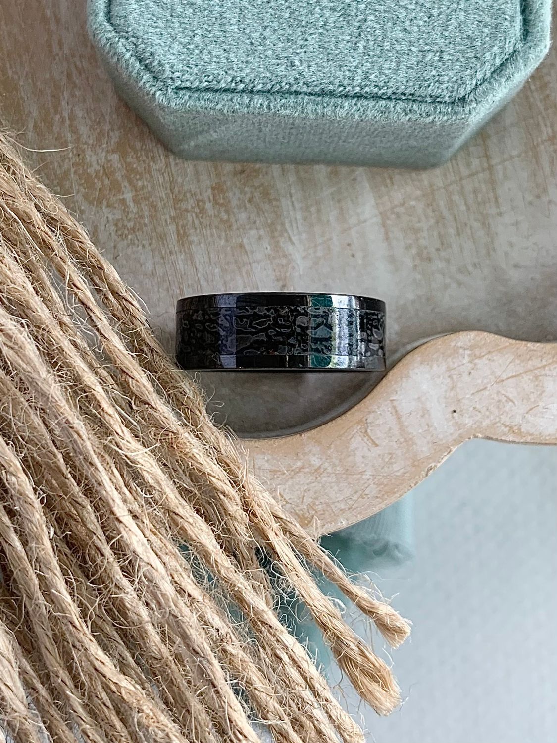 8mm Black Diamond Ceramic Dinosaur Bone Wedding Band