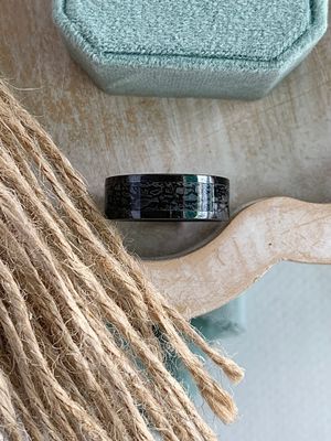 8mm Black Diamond Ceramic Dinosaur Bone Wedding Band