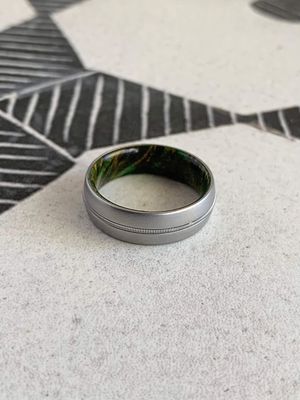 7mm Matte Cobalt Dome Guitar String Green Burlwood Sleeve Wedding Band