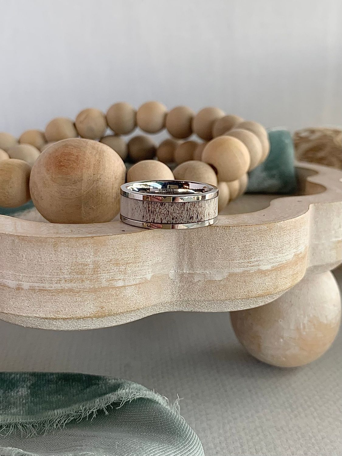 8mm Cobalt Antler Inlay Wedding Ring