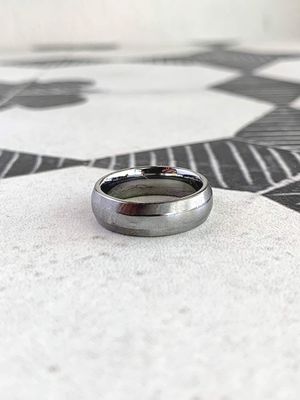 6mm Tungsten Matte Center Striped Wedding Band
