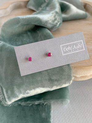 Lustrous Ruby Silver Earrings