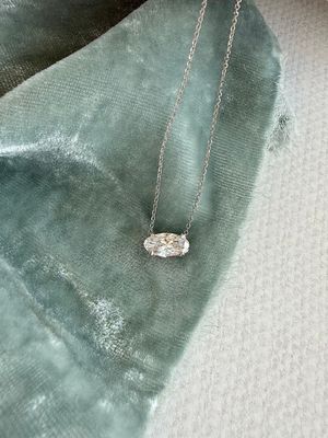 East West Set Oval 1.01ct Lab Diamond 14k White Gold Necklace