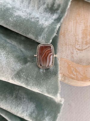 Root Chakra Botswana Agate Silver Ring