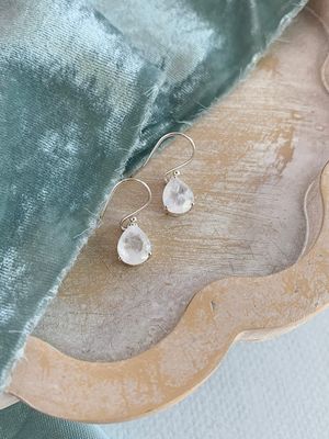 White Moonstone Silver Earrings