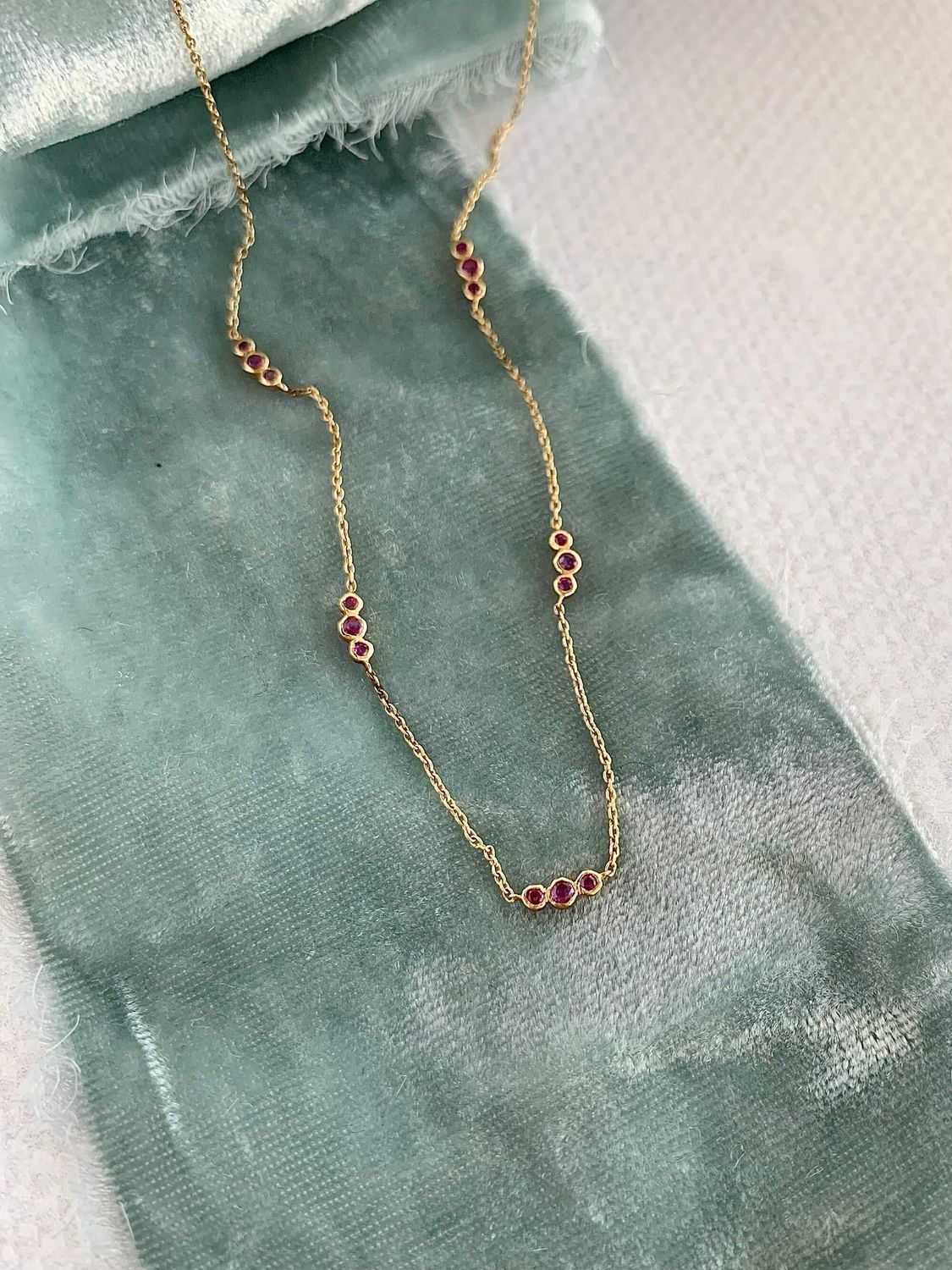 Yesterday, Today, & Tomorrow Ruby Trio 14k Yellow Gold Necklace