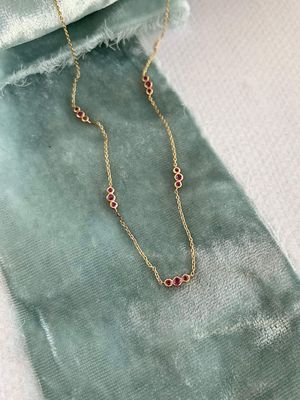 Yesterday, Today, & Tomorrow Ruby Trio 14k Yellow Gold Necklace