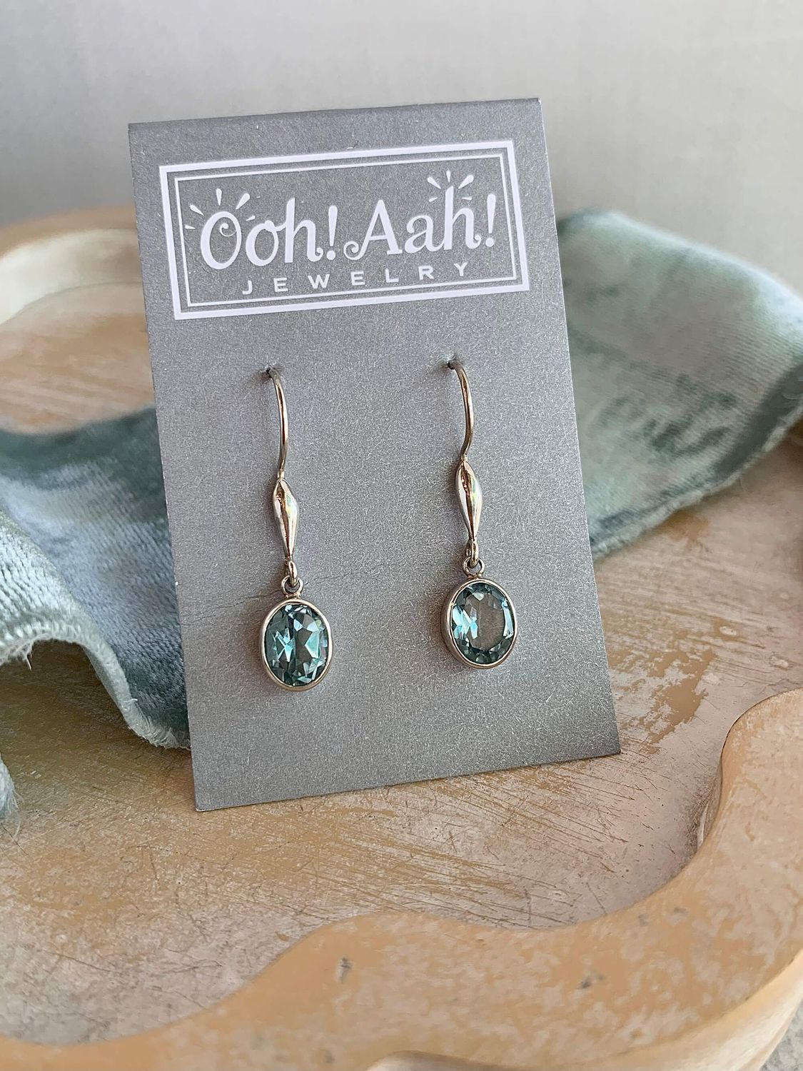 Oval Blue Topaz Silver Earrings