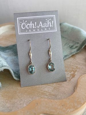 Oval Blue Topaz Silver Earrings