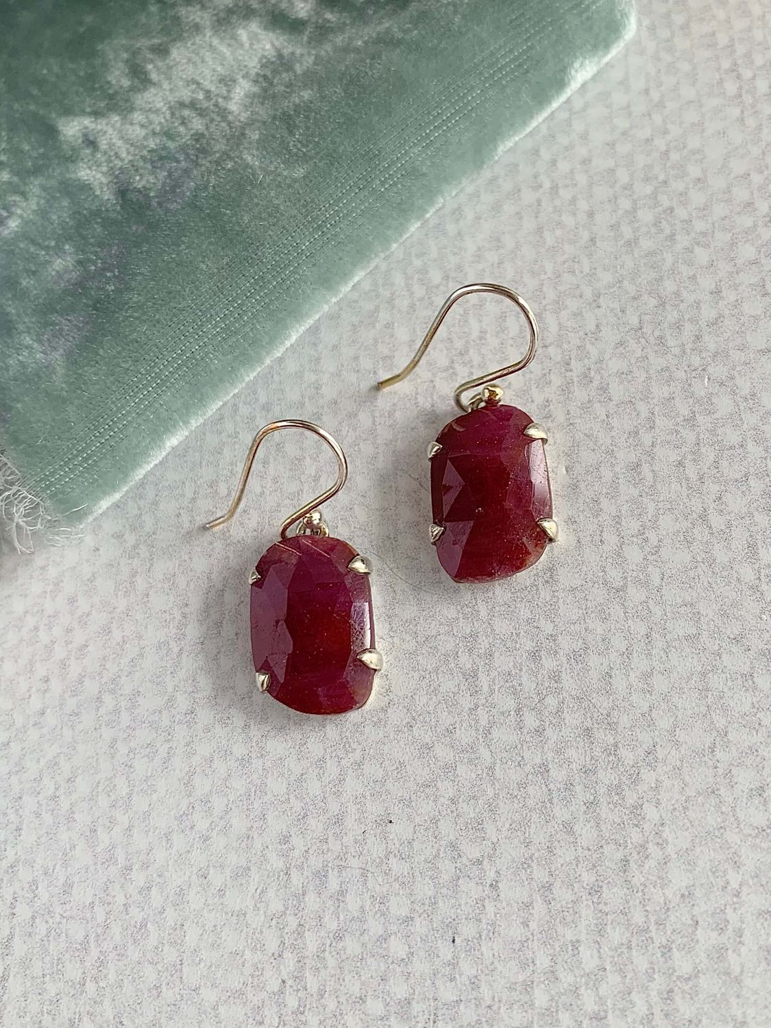 Rose Cut Rough Ruby Silver Earrings