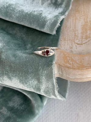Protective Garnet Silver Ring Size 7
