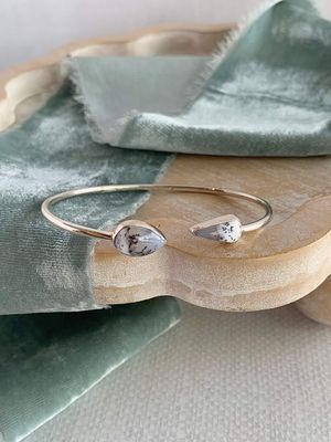 Dendritic Agate Silver Twist Cuff