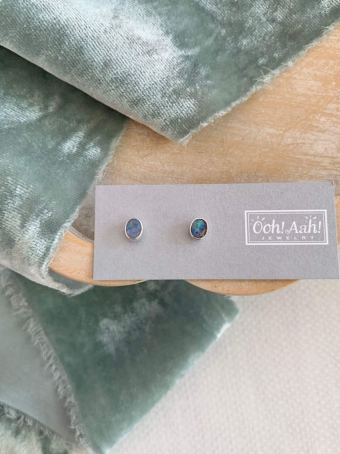 Australian Opal Silver Stud Earrings