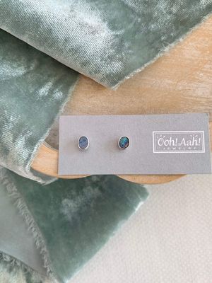 Australian Opal Silver Stud Earrings