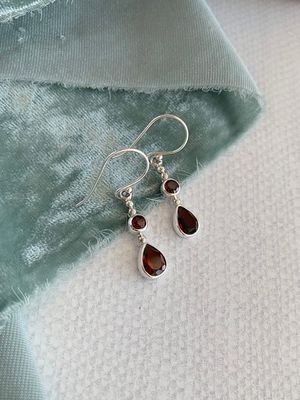 Double Amethyst Silver Earrings