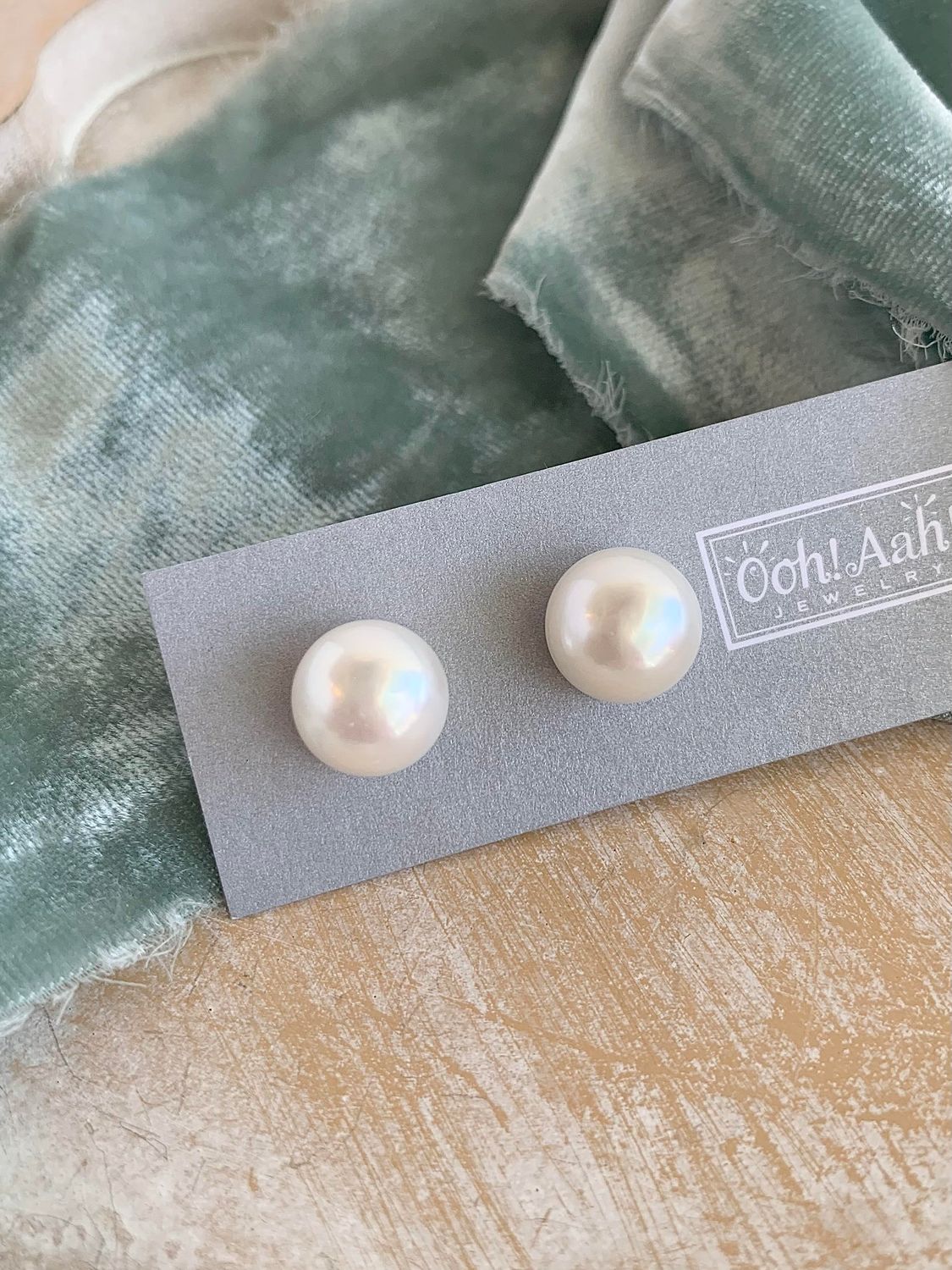 Bold Freshwater Pearl Silver Stud Earrings