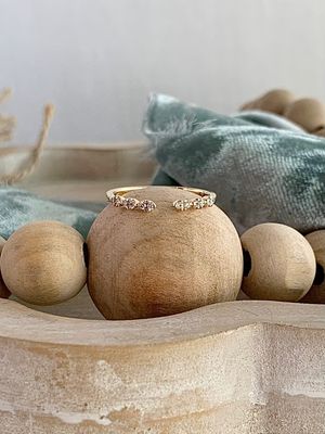 Split Diamond 14k Yellow Gold Wedding Band
