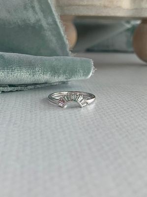 Sunrise Baguette Lab Diamond 14k White Gold Contour Band