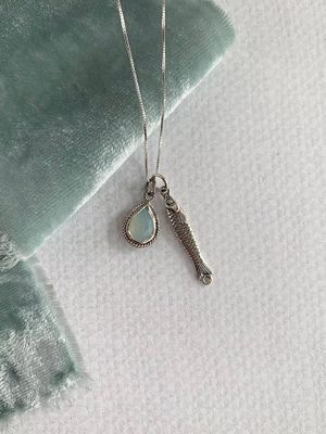 Yummy Sardine Blue Chalcedony Silver Necklace