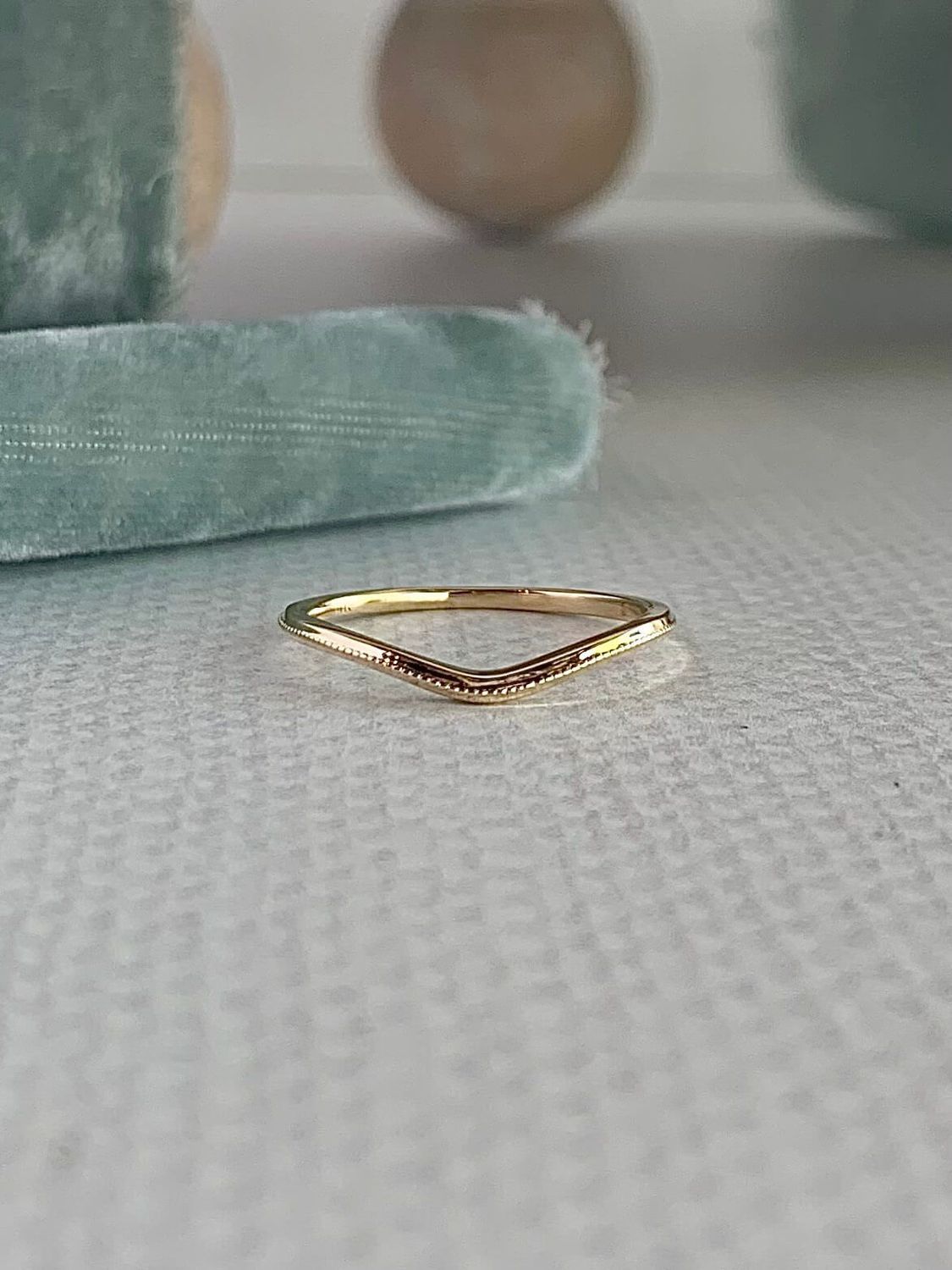 Sweet Milgrain Contour 14k Yellow Gold Band