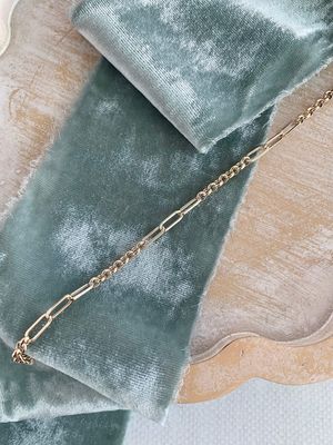 Paperclip Link Mix 14k Yellow Gold Bracelet