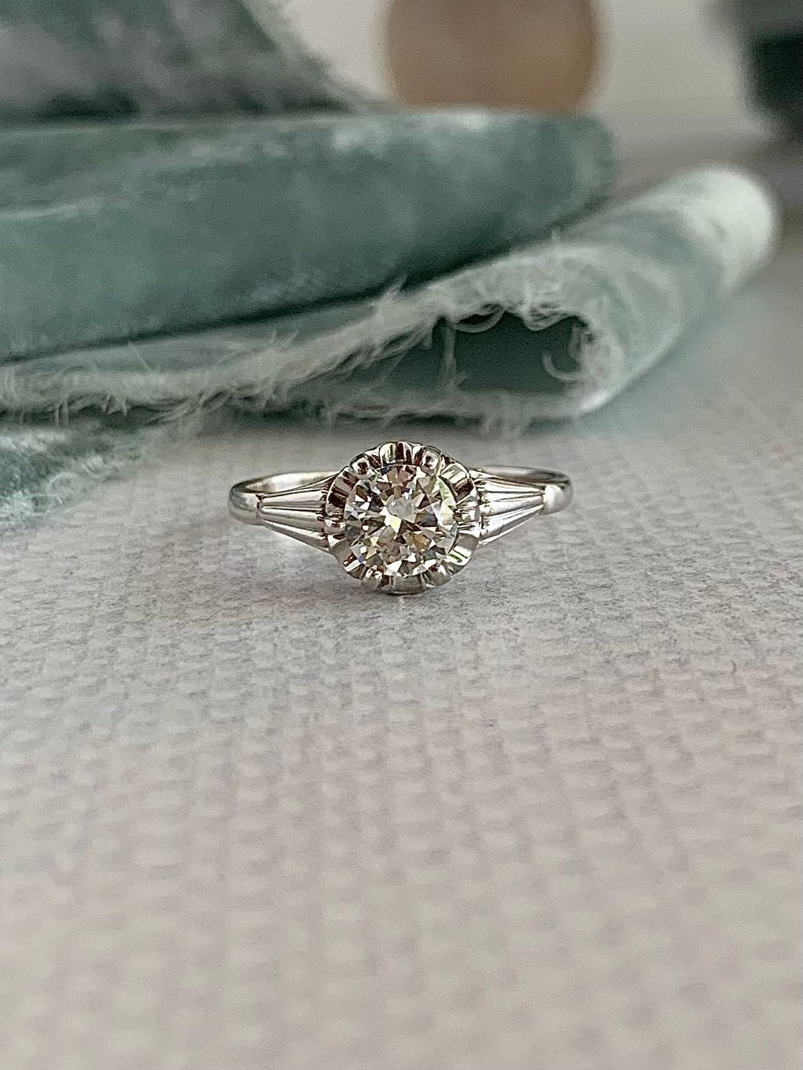 Estate Diamond 14k White Gold Engagement Ring