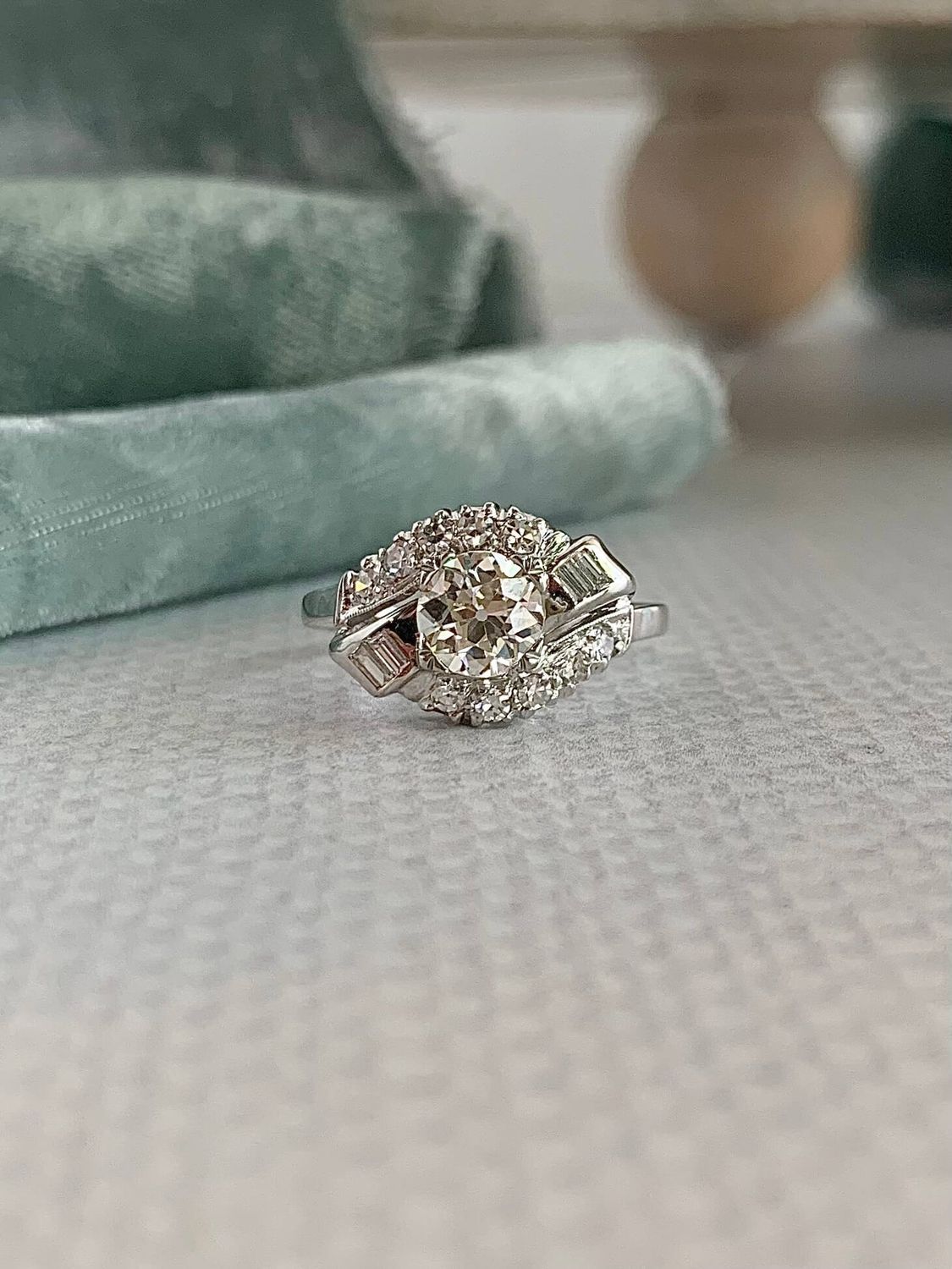 Estate Art Deco Diamond Platinum Engagement Ring
