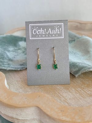 Dainty Emerald 14k Yellow Gold Earrings