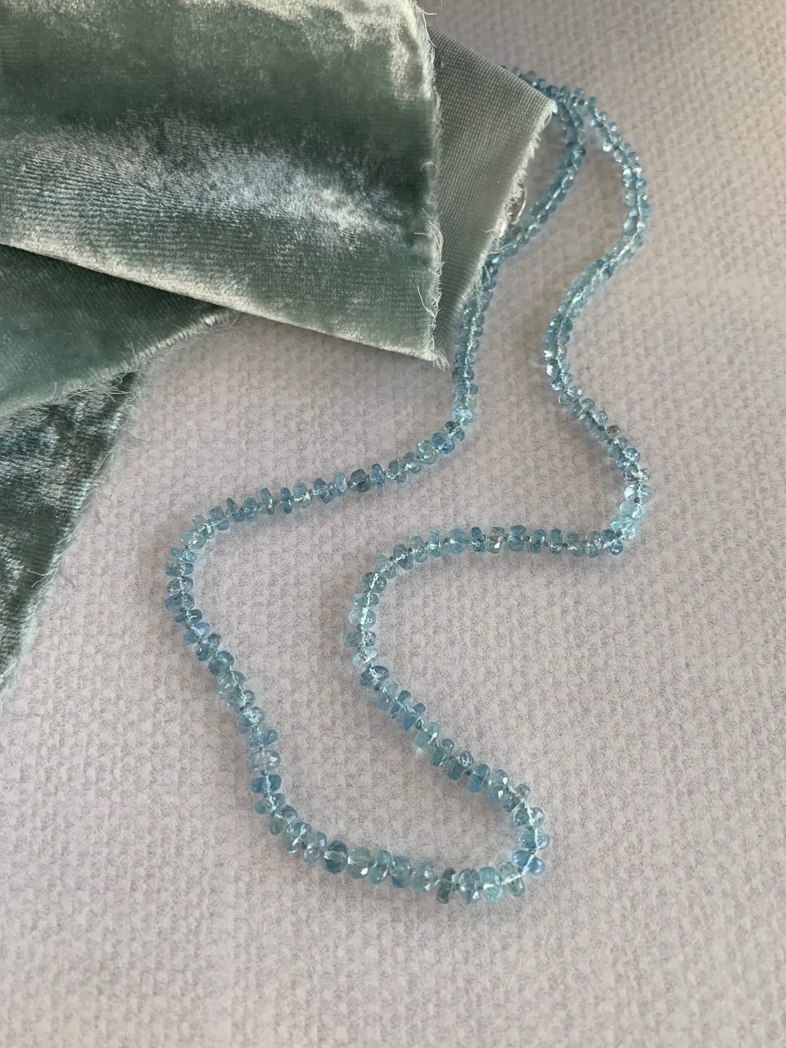 Hand-Knotted Fine Aquamarine Silver Necklace