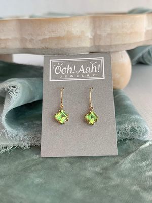 Bright Green Peridot 14k Yellow Gold Earrings