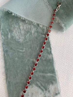Garnet Silver Tennis Bracelet