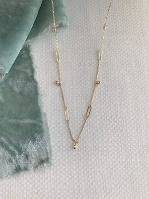 Paperclip Ball 14k Yellow Gold Necklace