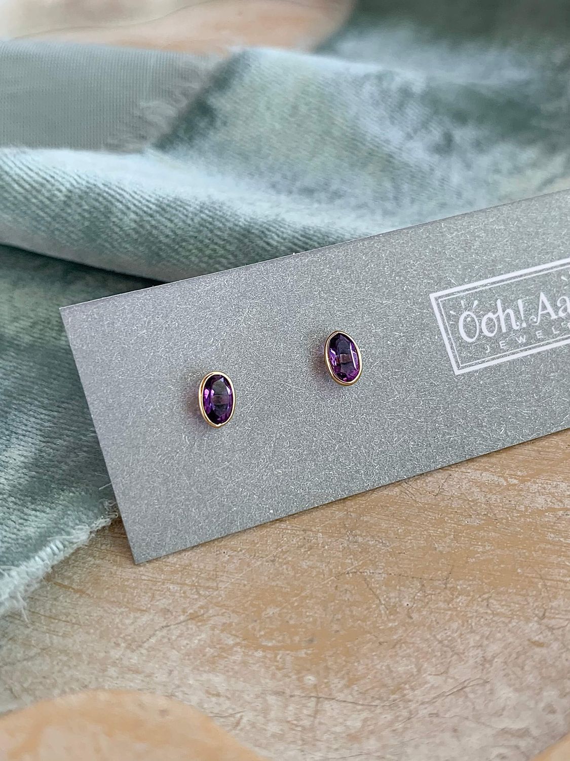 Amethyst Full Bezel 14k Yellow Gold Stud