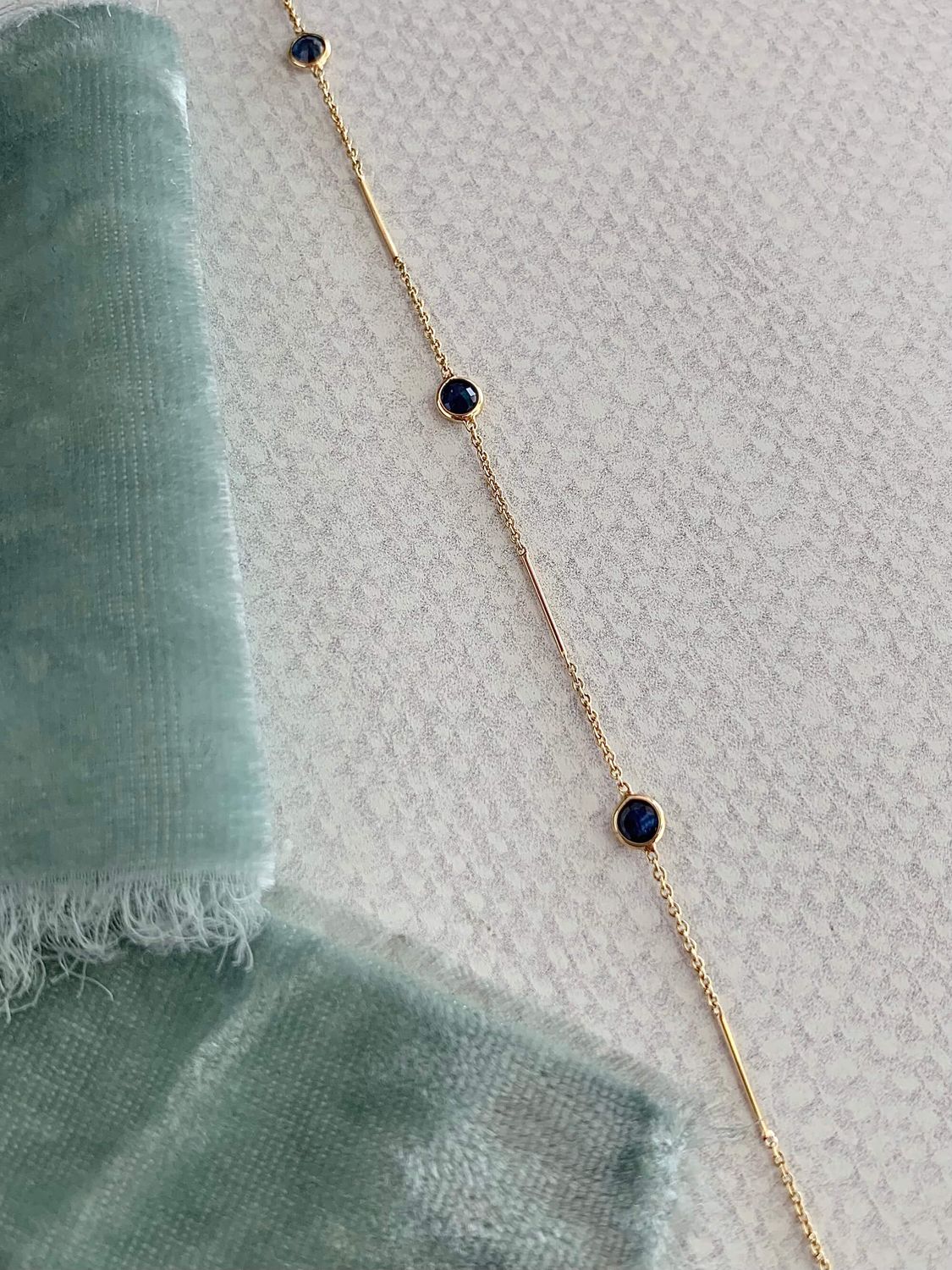 Sapphire Gold Bar 14k Yellow Gold Bracelet
