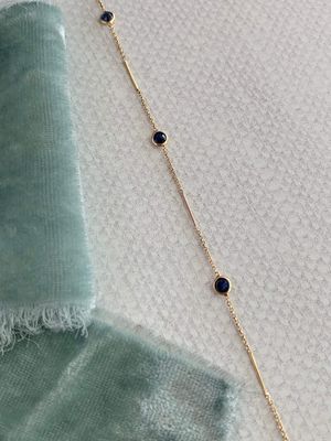 Sapphire Gold Bar 14k Yellow Gold Bracelet