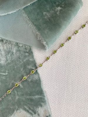 Dainty Round Peridot Silver Bracelet